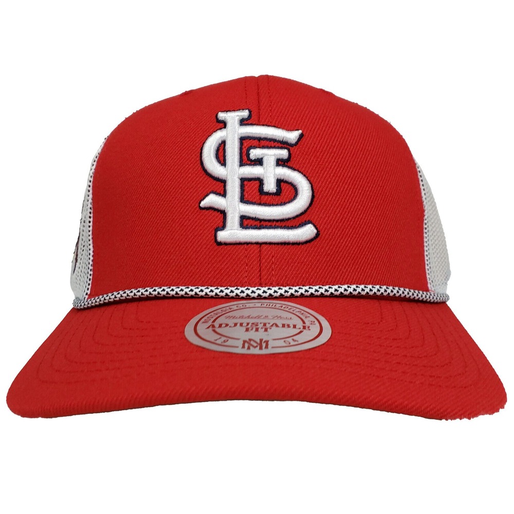 St. Louis Cardinals Mitchell & Ness MLB Trucker Hat Cap 3D Logo Roped Bill NWT